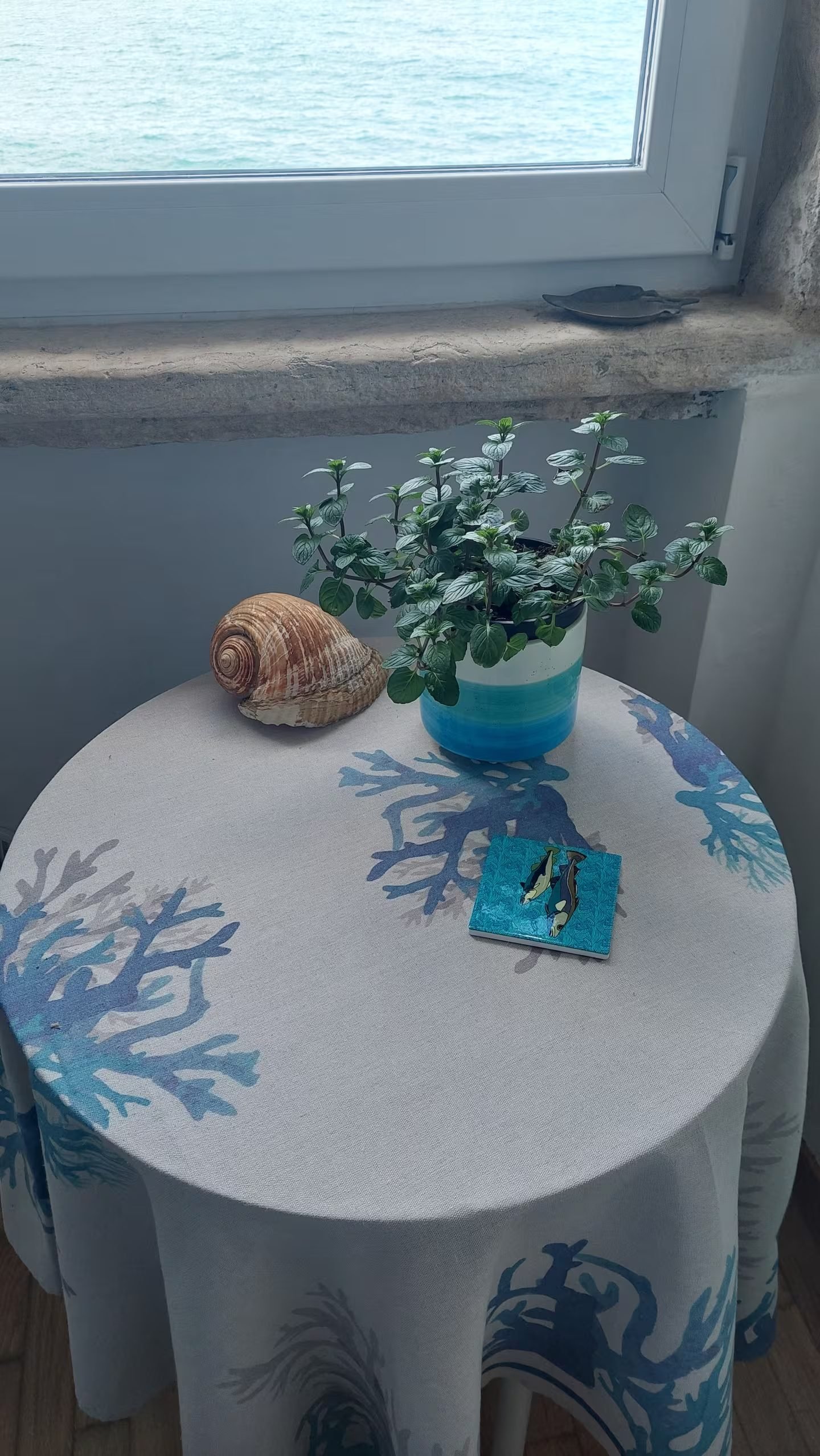 Tavolino con coralli vista mare